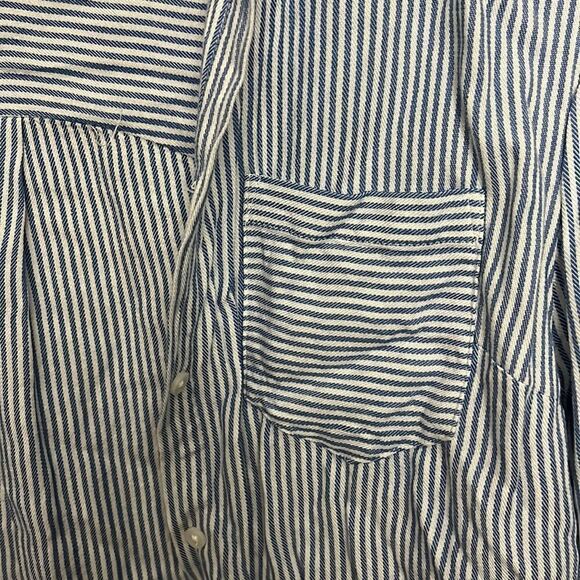 XS blue and white striped button down cardigan - Picture 3 of 4